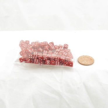 WKP00649PK Red Opaque D6 Dice White Pips 5mm Pack of 120 (ONLINE ORDER ONLY)