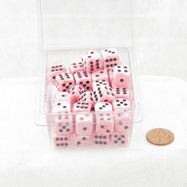WKP00767E50 Pink Swirl Deluxe Dice with Black Pips D6 12mm (1/2in) Pack of 50 (ONLINE ORDER ONLY)