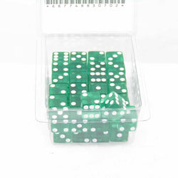 WKP01842E50 Green Transparent Dice White Pips D6 12mm Pack of 50 (ONLINE ORDER ONLY)