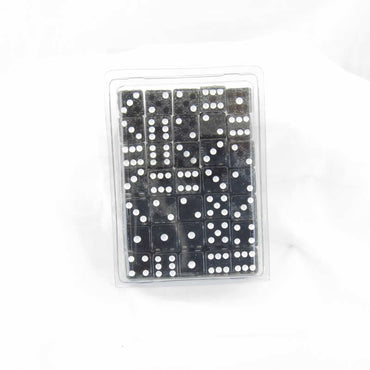 WKP01918E50 Black Glitter Dice White Pips Squared Corners D6 16mm Pack of 50 (ONLINE ORDER ONLY)