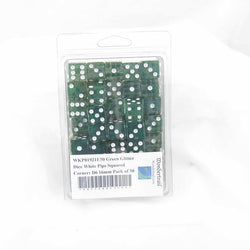WKP01921E50 Green Glitter Dice White Pips Squared Corners D6 16mm Pack of 50 (ONLINE ORDER ONLY)