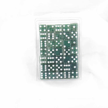 WKP01921E50 Green Glitter Dice White Pips Squared Corners D6 16mm Pack of 50 (ONLINE ORDER ONLY)