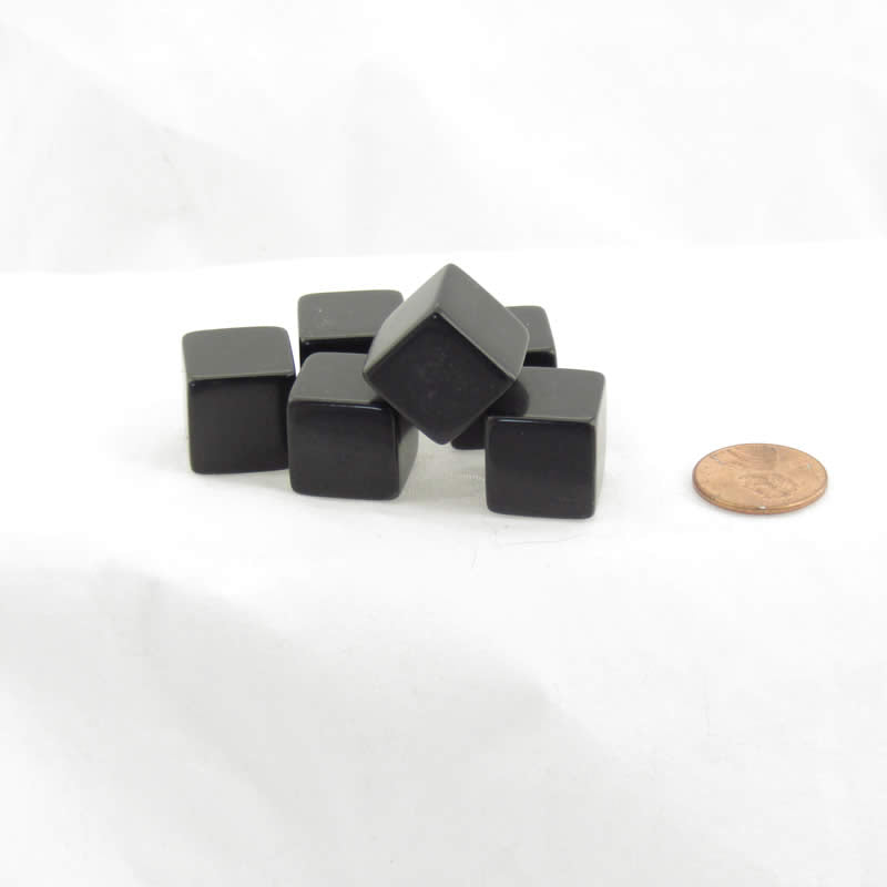 WKP01945E6 Black Blank Dice Cubes D6 16mm (5/8in) Set of 6 Wondertrail (ONLINE ORDER ONLY)