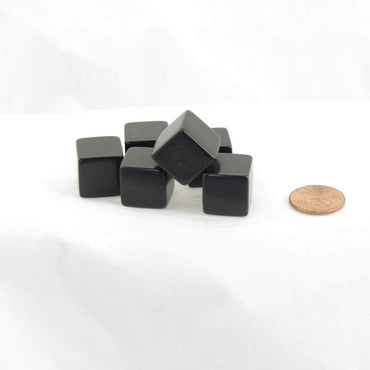 WKP01945E6 Black Blank Dice Cubes D6 16mm (5/8in) Set of 6 Wondertrail (ONLINE ORDER ONLY)