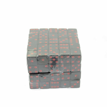 WKP01946B1 Black Opaque Squared Corner Dice Red Pips D6 16mm Pack of 100 (ONLINE ORDER ONLY)