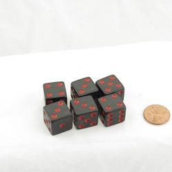WKP01946E6 Black Opaque Squared Corner Dice Red Pips D6 16mm Pack of 6 (ONLINE ORDER ONLY)