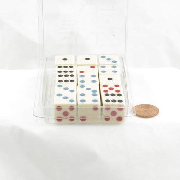 WKP01952E15 Michigan Red Eye Ivory Dice 3 Color Pips Squared Corners 16mm (5/8in) Pack of 15 (ONLINE ORDER ONLY)