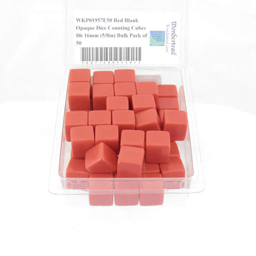 WKP01957E50 Red Blank Opaque Dice Counting Cubes D6 16mm (5/8in) Bulk Pack of 50 (ONLINE ORDER ONLY)