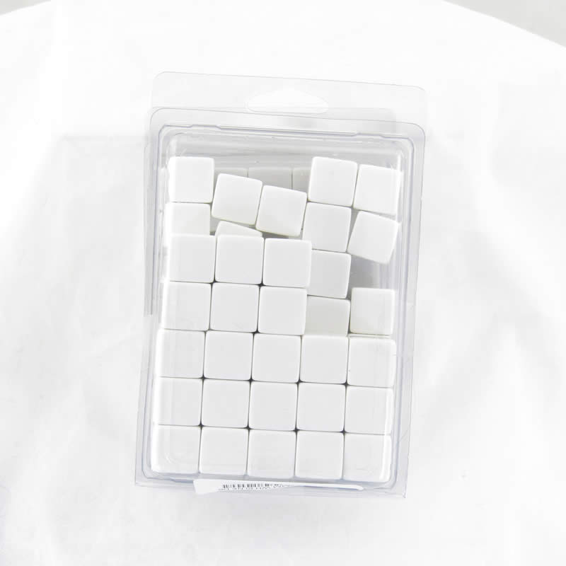 WKP01960B1 White Blank Opaque Dice Counting Cubes D6 16mm (5/8in) Bulk Pack of 100 (ONLINE ORDER ONLY)