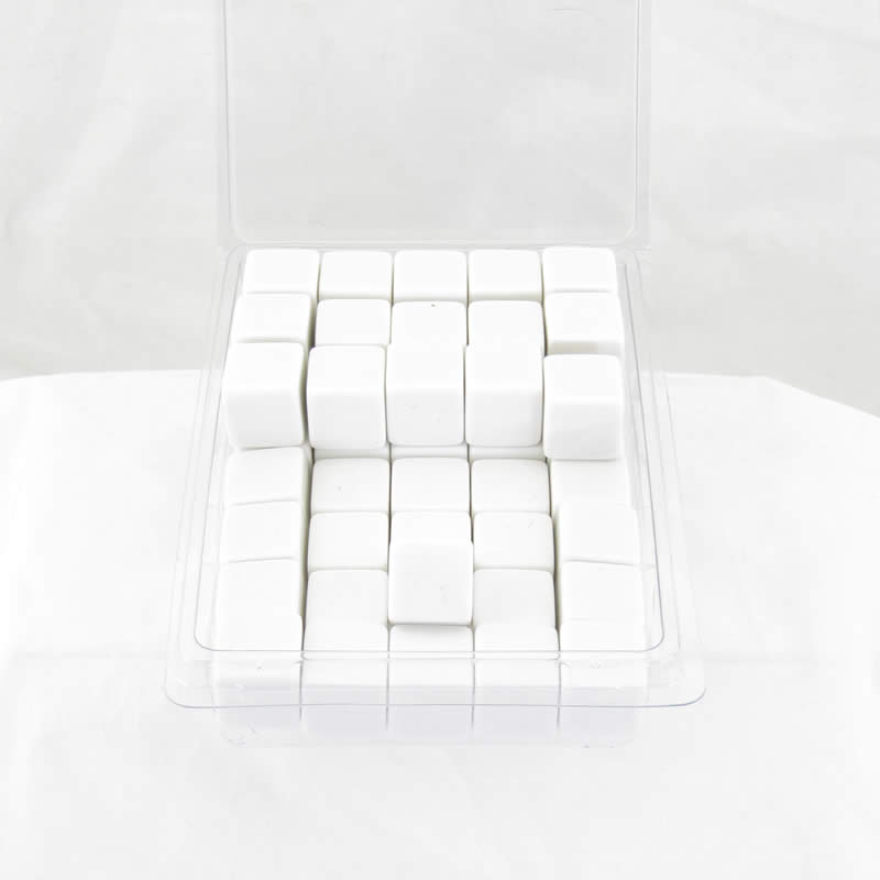 WKP01960E50 White Blank Opaque Dice Counting Cubes D6 16mm (5/8in) Bulk Pack of 50 (ONLINE ORDER ONLY)