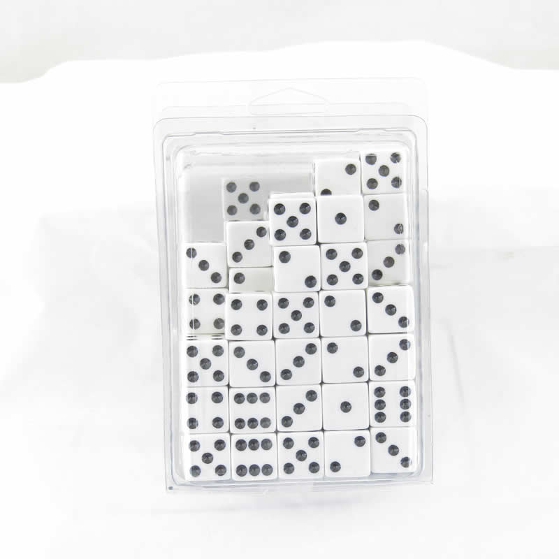 WKP01961B1 White Opaque Squared Corner Dice Black Pips D6 16mm (5/8in) Pack of 100 (ONLINE ORDER ONLY)