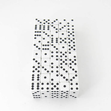WKP01961B1 White Opaque Squared Corner Dice Black Pips D6 16mm (5/8in) Pack of 100 (ONLINE ORDER ONLY)