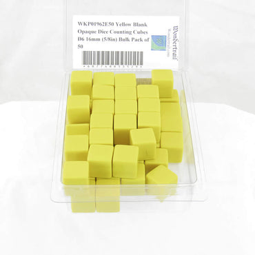 WKP01962E50 Yellow Blank Opaque Dice Counting Cubes D6 16mm (5/8in) Bulk Pack of 50 (ONLINE ORDER ONLY)