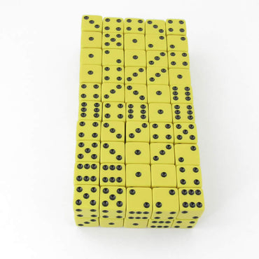 WKP01963B1 Yellow Opaque Squared Corner Dice Black Pips D6 16mm Pack of 100 (ONLINE ORDER ONLY)