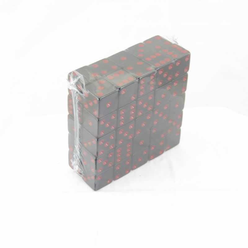 WKP02046E50 Smoke Transparent Dice Red Pips D6 16mm (5/8in) Set of 50 (ONLINE ORDER ONLY)