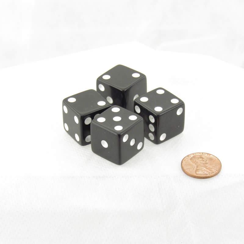 WKP02084E4 Black Dice with White Pips Squared Corners 19mm (3/4in) Pack of 4 (ONLINE ORDER ONLY)