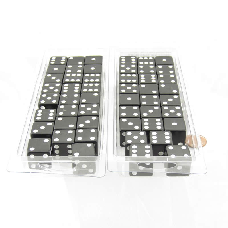 WKP02084E50 Black Dice with White Pips Squared Corners 19mm (3/4in) Bulk Pack of 50 (ONLINE ORDER ONLY)
