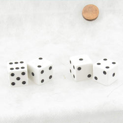 WKP02091E4 White Dice with Black Pips Squared Corners 19mm (3/4in) Pack of 4 (ONLINE ORDER ONLY)