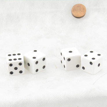 WKP02091E4 White Dice with Black Pips Squared Corners 19mm (3/4in) Pack of 4 (ONLINE ORDER ONLY)