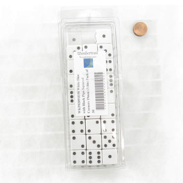 WKP02091E50 White Dice with Black Pips Squared Corners 19mm (3/4in) Pack of 50 (ONLINE ORDER ONLY)