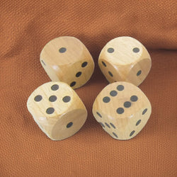 WKP02173E4 Natural Wood Dice with Black Pips D6 30mm (1.18in) Pack of 4 Dice (ONLINE ORDER ONLY)