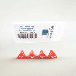 WKP02374E4 Red Opaque Dice White Numbers D4 16mm (5/8in) Pack of 4 (ONLINE ORDER ONLY)