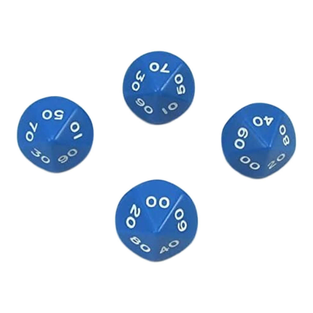 WKP03820E4 Blue Opaque Dice White Numbers DT10 16mm Pack of 4 (ONLINE ORDER ONLY)