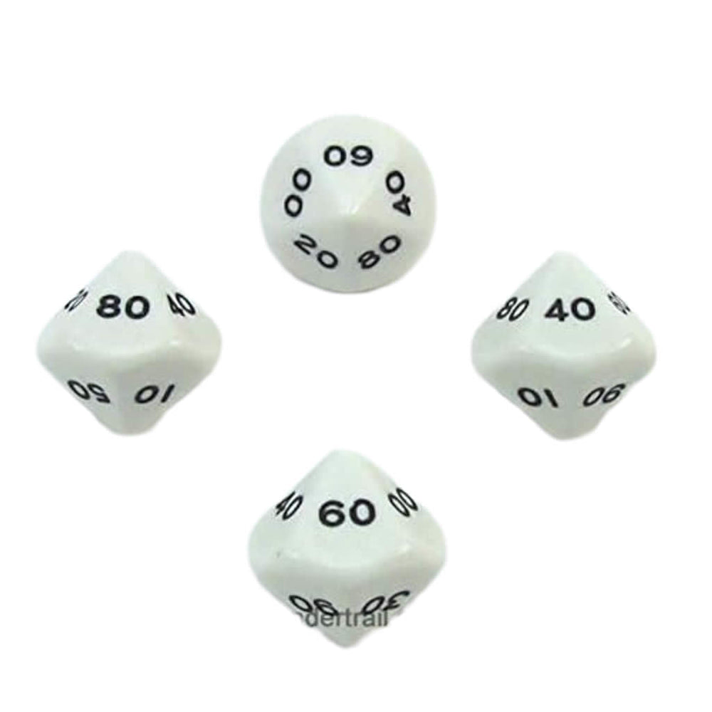 WKP03827E4 White Opaque Dice Black Numbers DT10 16mm Pack of 4 (ONLINE ORDER ONLY)