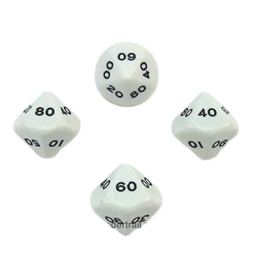 WKP03827E4 White Opaque Dice Black Numbers DT10 16mm Pack of 4 (ONLINE ORDER ONLY)