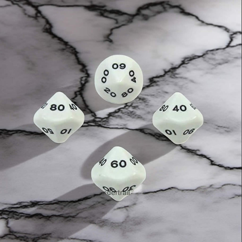 WKP03827E4 White Opaque Dice Black Numbers DT10 16mm Pack of 4 (ONLINE ORDER ONLY)
