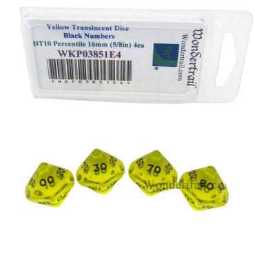 WKP03851E4 Yellow Transparent Dice Black Numbers DT10 16mm (5/8in) (ONLINE ORDER ONLY)