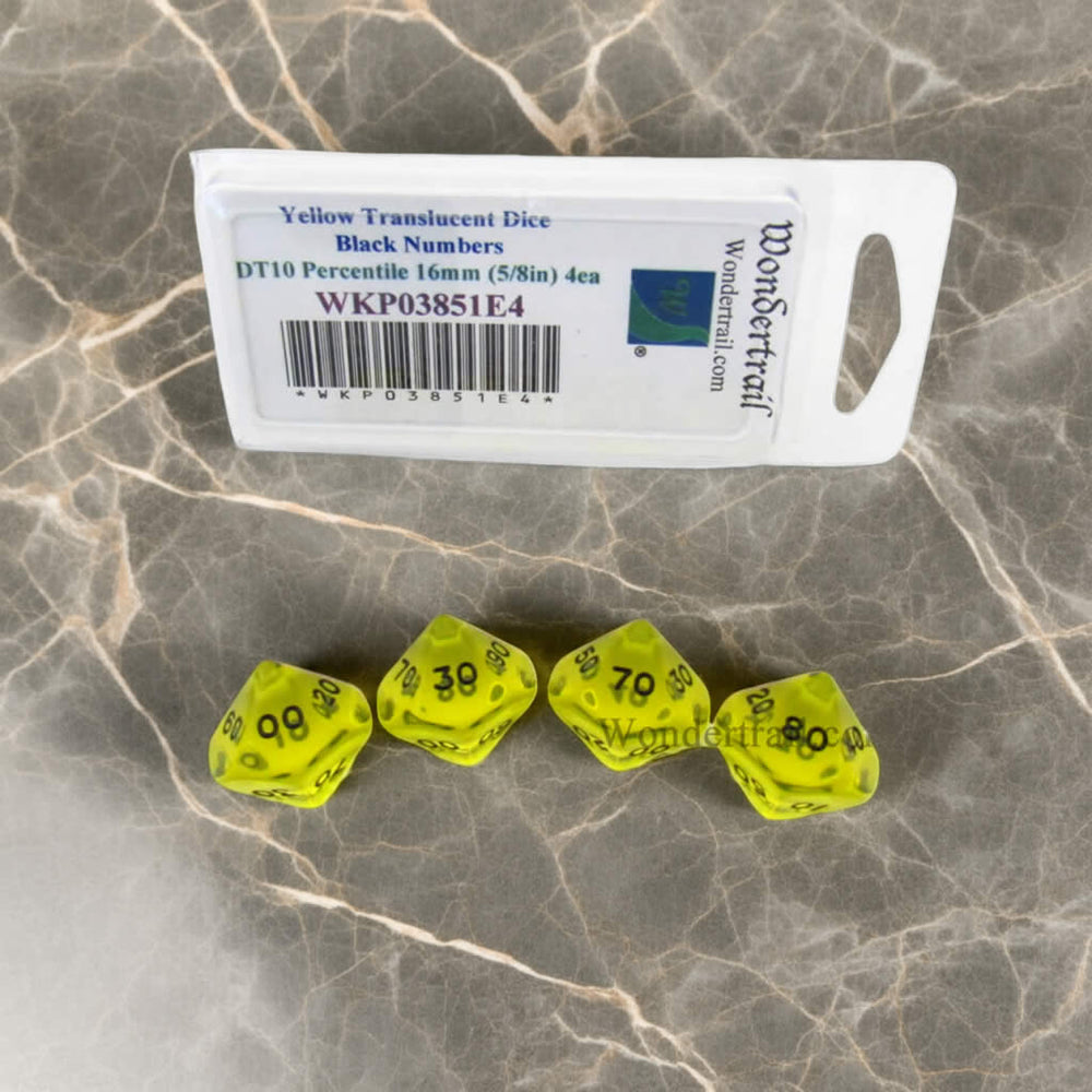 WKP03851E4 Yellow Transparent Dice Black Numbers DT10 16mm (5/8in) (ONLINE ORDER ONLY)
