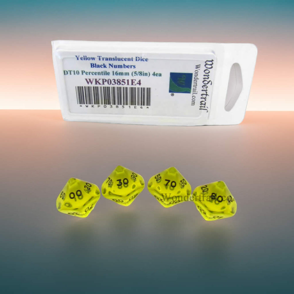 WKP03851E4 Yellow Transparent Dice Black Numbers DT10 16mm (5/8in) (ONLINE ORDER ONLY)