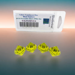 WKP03851E4 Yellow Transparent Dice Black Numbers DT10 16mm (5/8in) (ONLINE ORDER ONLY)