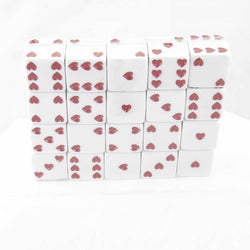 WKP03929E20 White Sweetheart Dice with Red Hearts D6 25mm (1in) Pack of 20 (ONLINE ORDER ONLY)