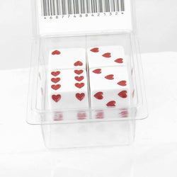 WKP03929E4 White Sweetheart Dice with Red Hearts D6 25mm (1in) Pack of 4 (ONLINE ORDER ONLY)