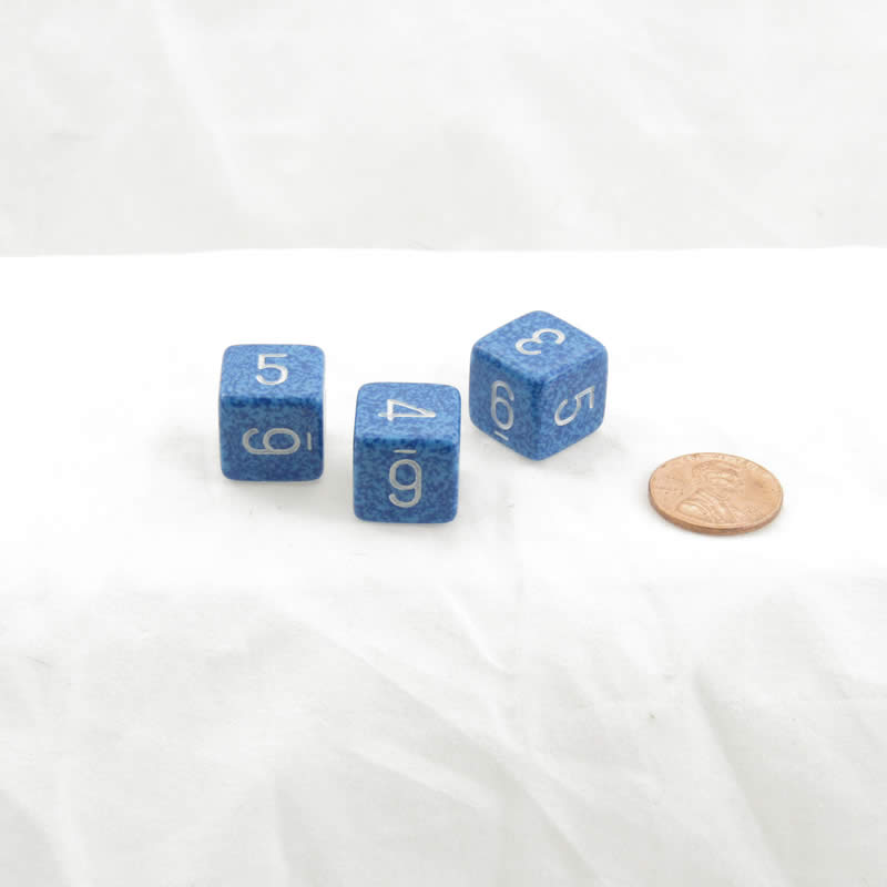 WKP04013E3 Water Elemental Dice White Numbers D6 16mm Pack of 3 (ONLINE ORDER ONLY)