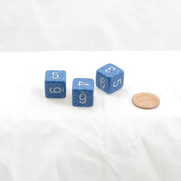 WKP04013E3 Water Elemental Dice White Numbers D6 16mm Pack of 3 (ONLINE ORDER ONLY)
