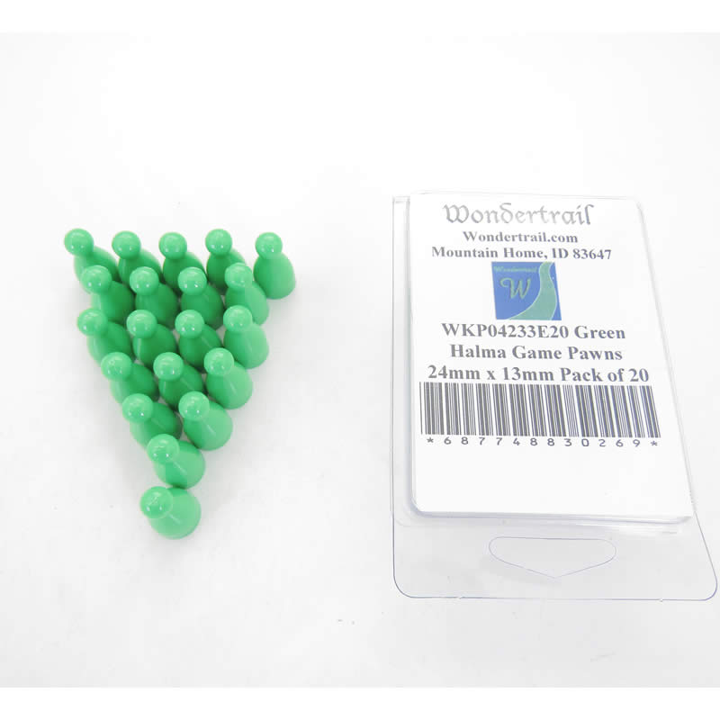 WKP04233E20 Green Halma Game Pawns 24mm x 13mm Pack of 20 (ONLINE ORDER ONLY)