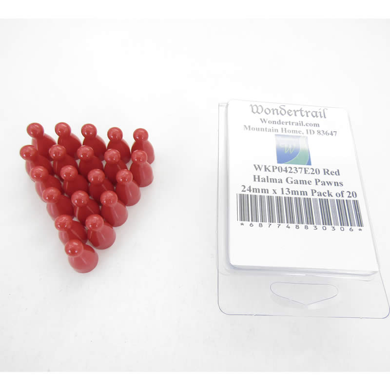 WKP04237E20 Red Halma Game Pawns 24mm x 13mm Pack of 20 (ONLINE ORDER ONLY)