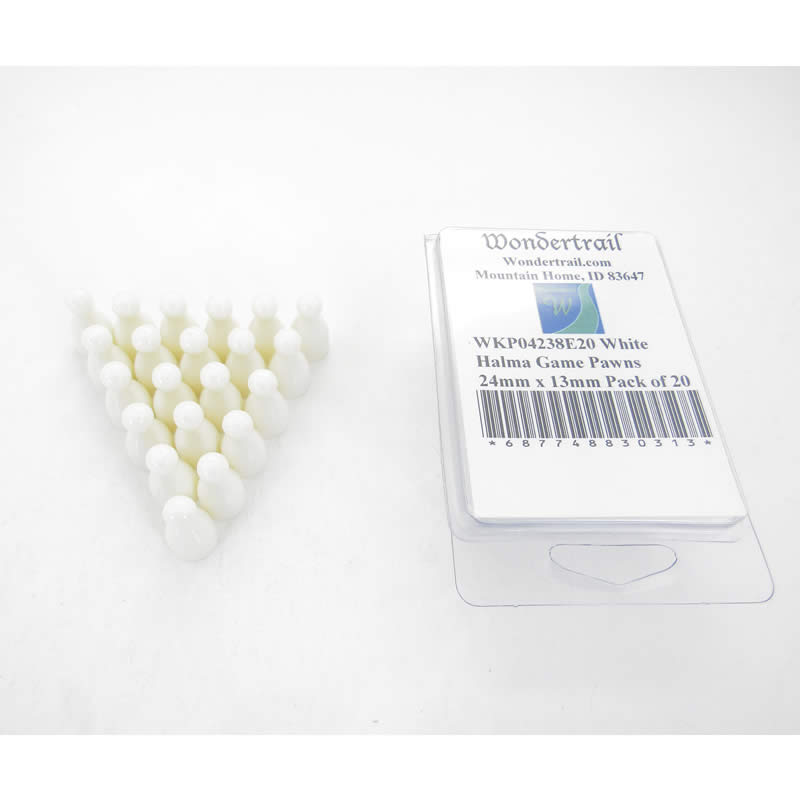 WKP04238E20 White Halma Game Pawns 24mm x 13mm Pack of 20 (ONLINE ORDER ONLY)