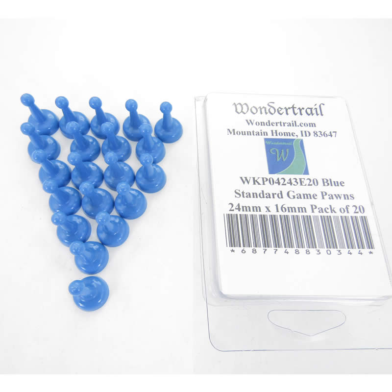 WKP04243E20 Blue Standard Game Pawns 24mm x 16mm Pack of 20 (ONLINE ORDER ONLY)
