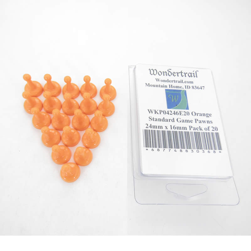 WKP04246E20 Orange Standard Game Pawns 24mm x 16mm Pack of 20 (ONLINE ORDER ONLY)