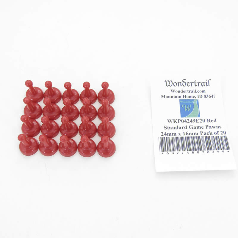 WKP04249E20 Red Standard Game Pawns 24mm x 16mm Pack of 20 (ONLINE ORDER ONLY)