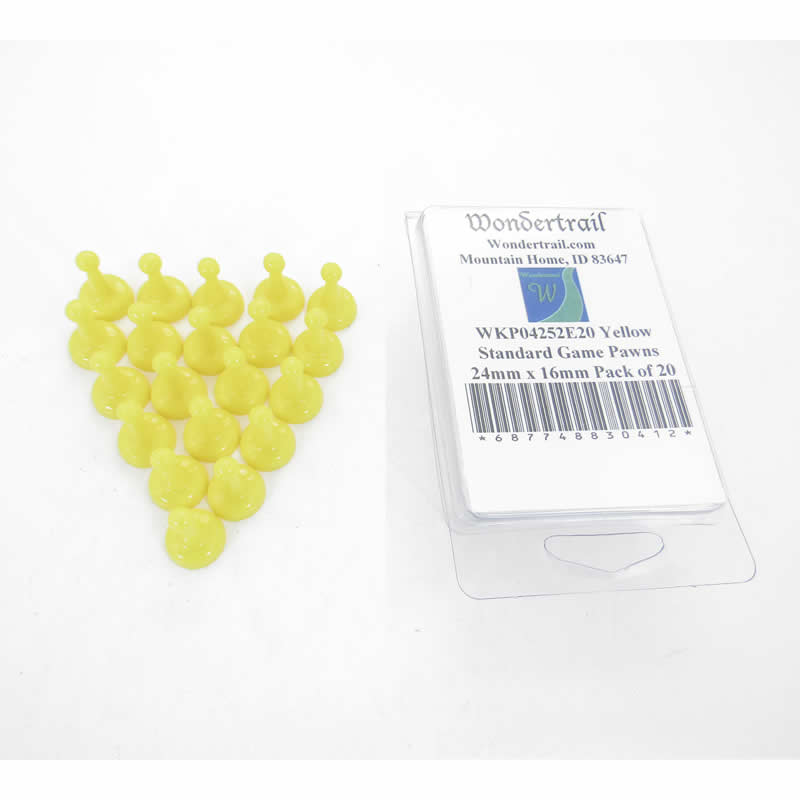 WKP04252E20 Yellow Standard Game Pawns 24mm x 16mm Pack of 20 (ONLINE ORDER ONLY)