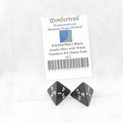 WKP04786E2 Black Jumbo Dice with White Numbers D4 25mm Pack of 2 (ONLINE ORDER ONLY)
