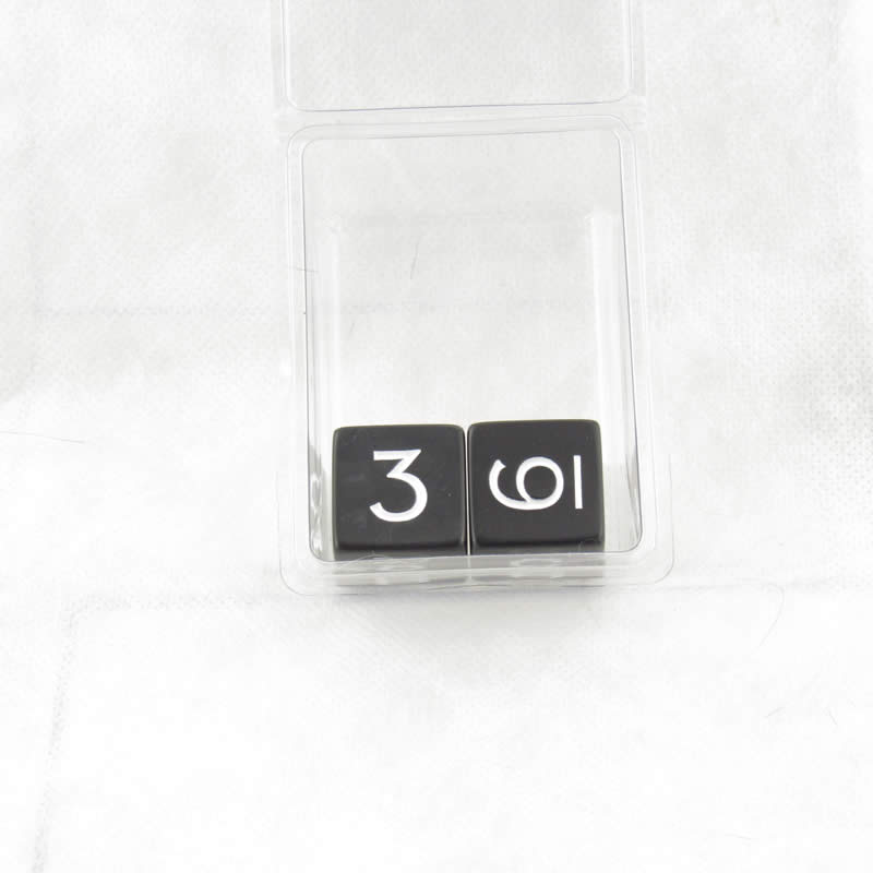 WKP04791E2 Black Jumbo Dice with White Numbers D6 25mm Pack of 2 (ONLINE ORDER ONLY)