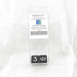 WKP04791E2 Black Jumbo Dice with White Numbers D6 25mm Pack of 2 (ONLINE ORDER ONLY)