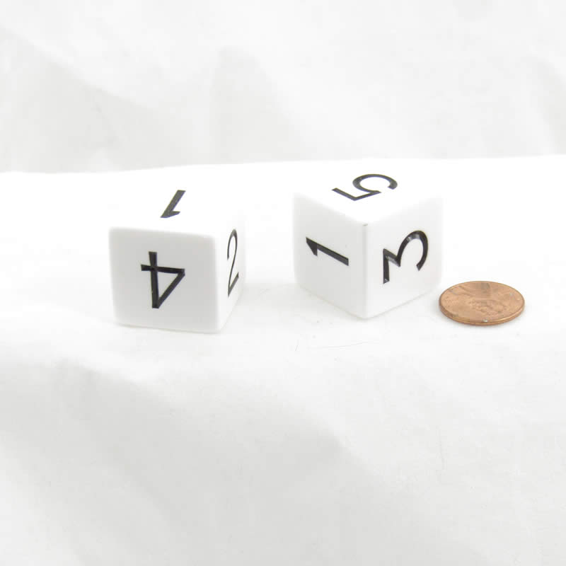 WKP04794E2 White Jumbo Dice with Black Numbers D6 25mm Pack of 2 (ONLINE ORDER ONLY)