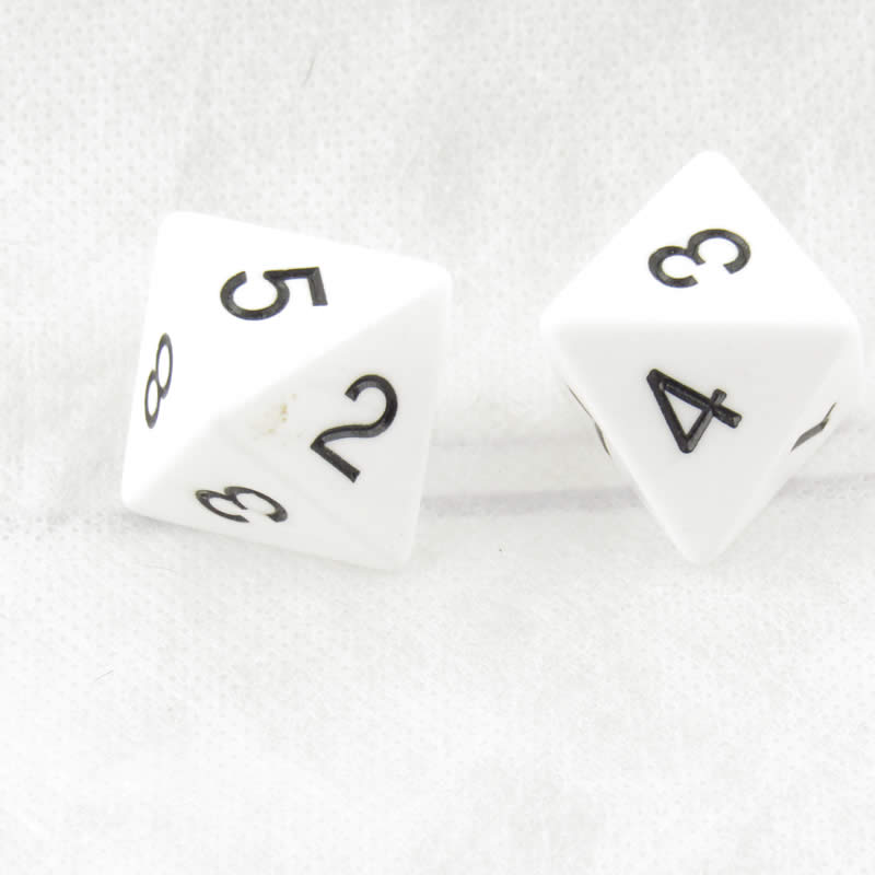 WKP04798E2 White Jumbo Dice with Black Numbers D8 25mm Pack of 2 (ONLINE ORDER ONLY)